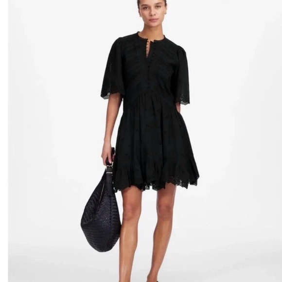 Madewell Dresses & Skirts - Madewell Eyelet Flutter Sleeve Cotton Mini Dress Black  $158 Size 2 NEW *read*